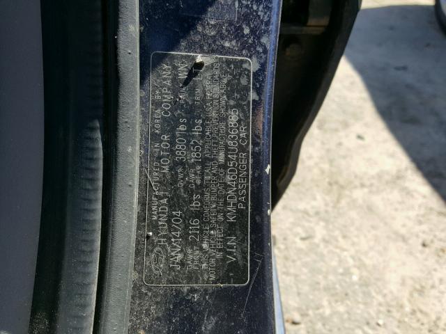 KMHDN46D54U836885 - 2004 HYUNDAI ELANTRA GL BLUE photo 10