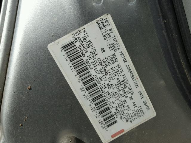 JT6HF10U3Y0151315 - 2000 LEXUS RX 300 SILVER photo 10