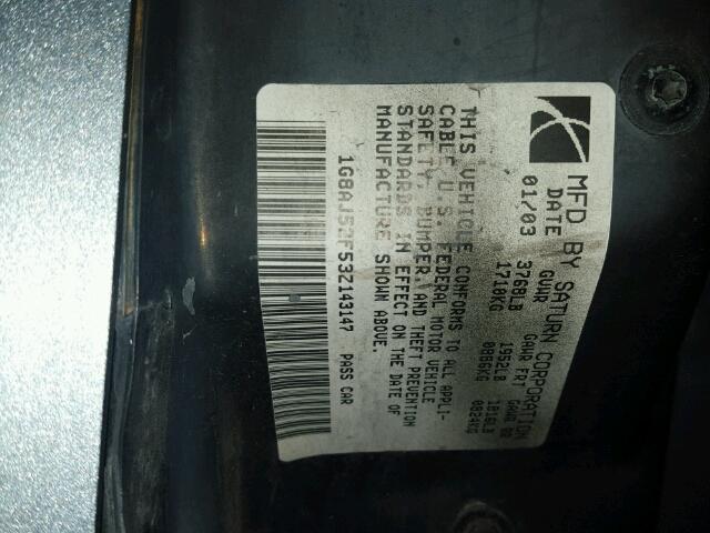 1G8AJ52F53Z143147 - 2003 SATURN ION LEVEL 蓝色 照片 10