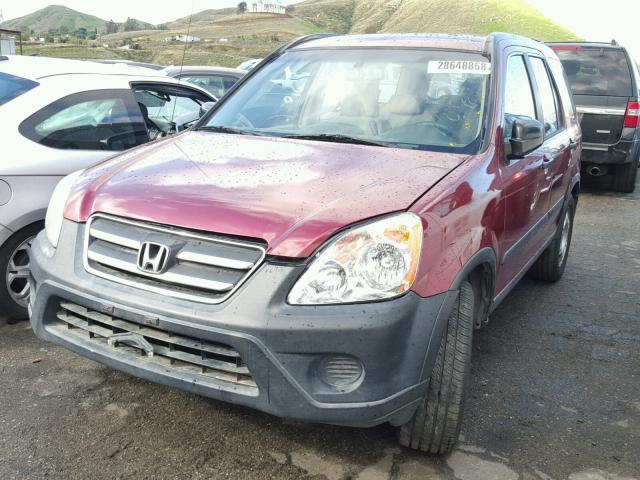 JHLRD68525C016370 - 2005 HONDA CR-V LX MAROON photo 2