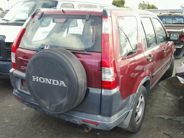 JHLRD68525C016370 - 2005 HONDA CR-V LX MAROON photo 4