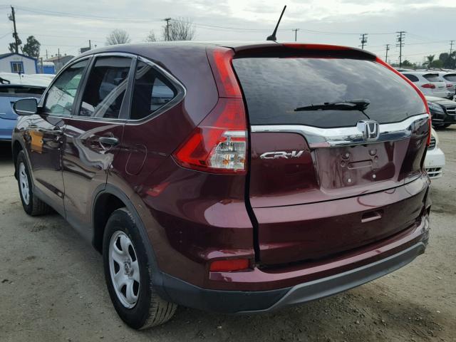 2HKRM3H38FH544706 - 2015 HONDA CR-V LX BURGUNDY photo 3