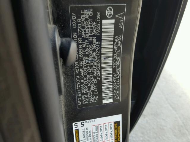 JTDBR32E370127618 - 2007 TOYOTA COROLLA CE BLACK photo 10