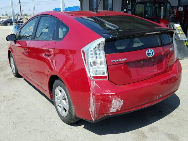 JTDKN3DU5B1447834 - 2011 TOYOTA PRIUS RED photo 3