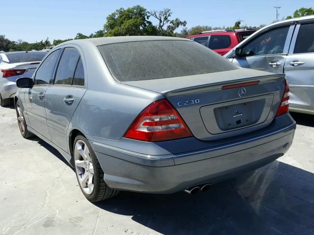 WDBRF52H47A928385 - 2007 MERCEDES-BENZ C 230 BLUE photo 3