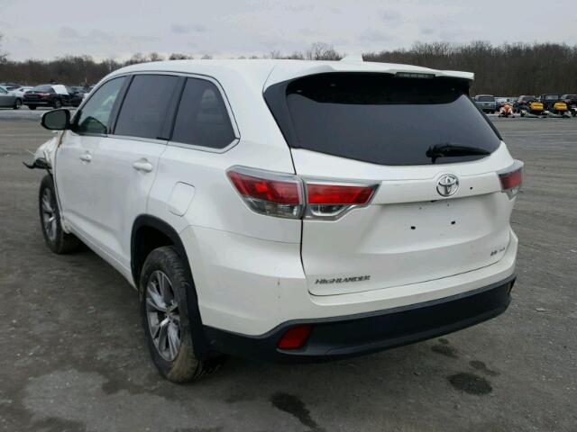 5TDBKRFH6FS125028 - 2015 TOYOTA HIGHLANDER WHITE photo 3