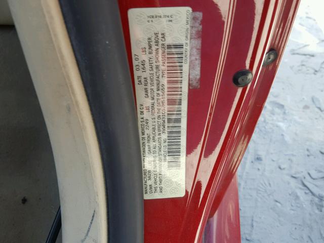 3VWRW31C57M515659 - 2007 VOLKSWAGEN NEW BEETLE 红色 照片 10