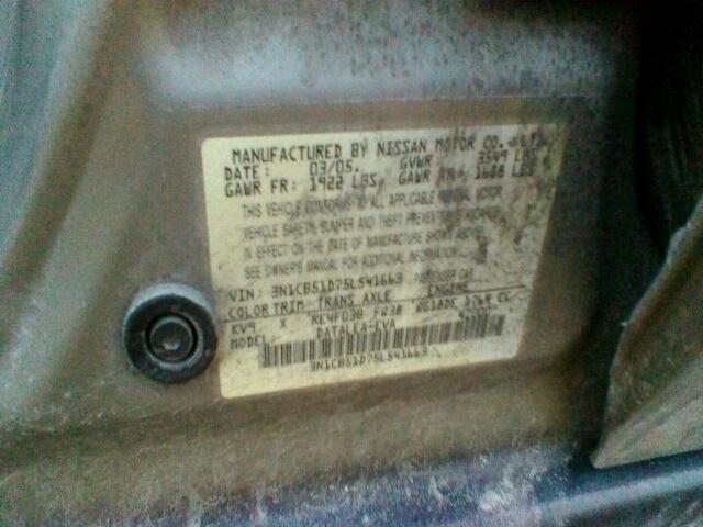 3N1CBS1D75L541663 - 2005 NISSAN SENTRA TAN photo 10