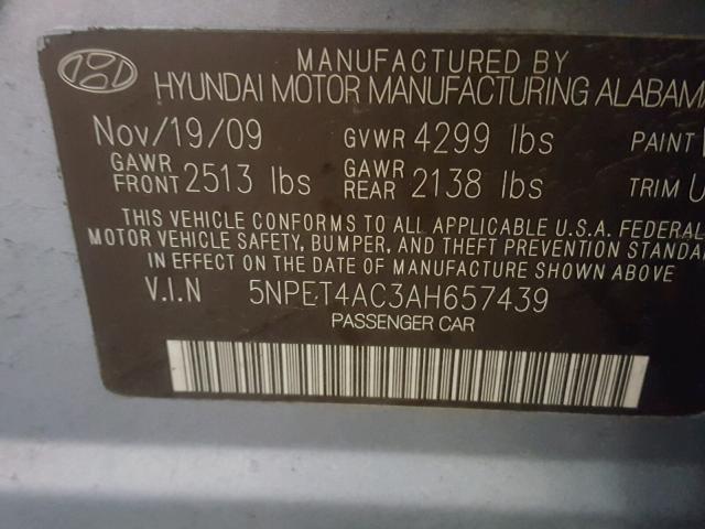 5NPET4AC3AH657439 - 2010 HYUNDAI SONATA GLS BLUE photo 10