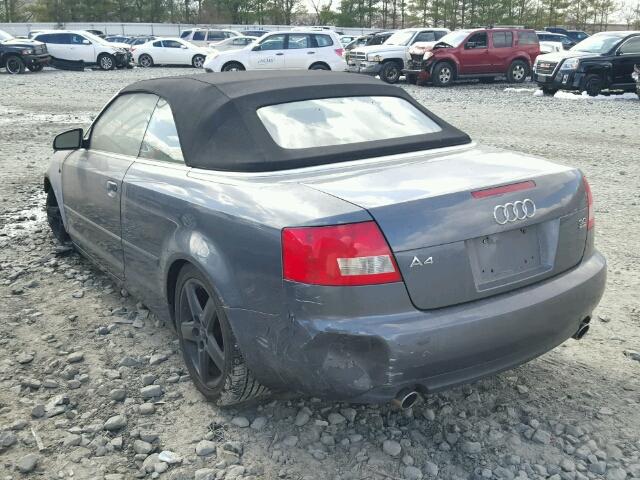 WAUDT48H15K005498 - 2005 AUDI A4 QUATTRO GRAY photo 3