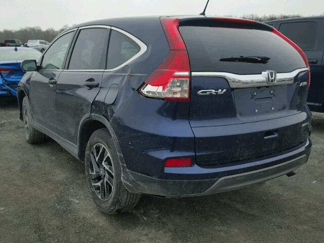 5J6RM4H43GL078317 - 2016 HONDA CR-V SE BLUE photo 3