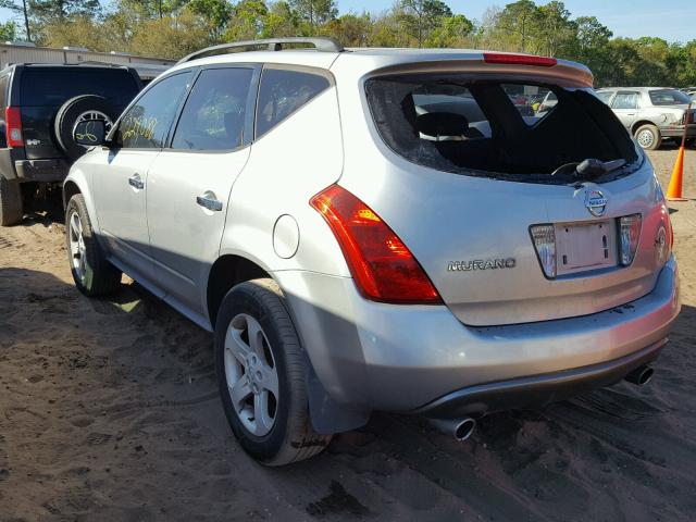 JN8AZ08T04W205236 - 2004 NISSAN MURANO SL SILVER photo 3