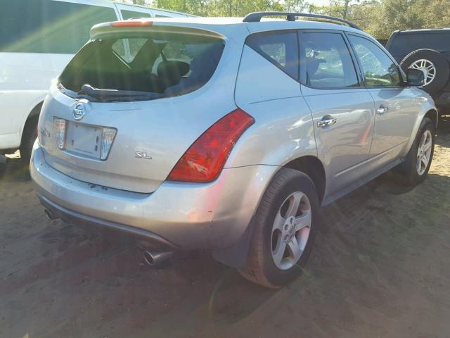 JN8AZ08T04W205236 - 2004 NISSAN MURANO SL SILVER photo 4