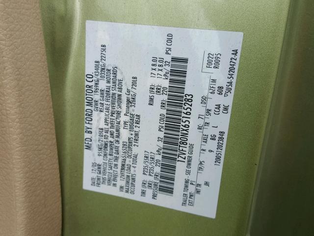 1ZVFT80NX65165283 - 2006 FORD MUSTANG GREEN photo 10