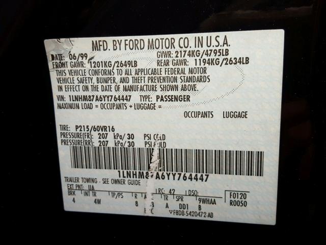 1LNHM87A6YY764447 - 2000 LINCOLN LS Qara foto 10