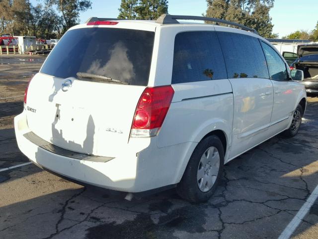 5N1BV28U66N104030 - 2006 NISSAN QUEST S WHITE photo 4