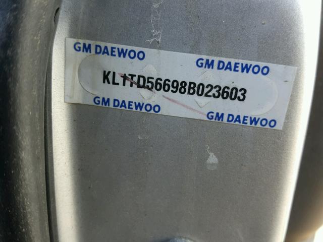 KL1TD56698B023603 - 2008 CHEVROLET AVEO BASE Արծաթագույն լուսանկար 10