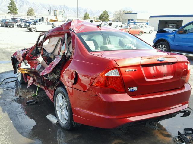 3FAHP0GA7BR297614 - 2011 FORD FUSION S RED photo 3