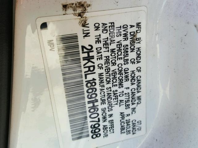 2HKRL18691H607998 - 2001 HONDA ODYSSEY EX WHITE photo 10