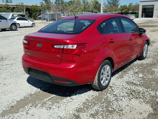 KNADM4A36F6437705 - 2015 KIA RIO LX RED photo 4