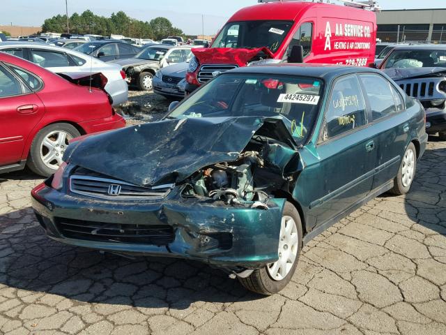 2HGEJ6619YH594439 - 2000 HONDA CIVIC BASE GREEN photo 2