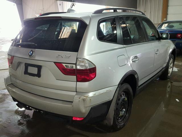 WBXPC93478WJ06708 - 2008 BMW X3 3.0SI SILVER photo 4