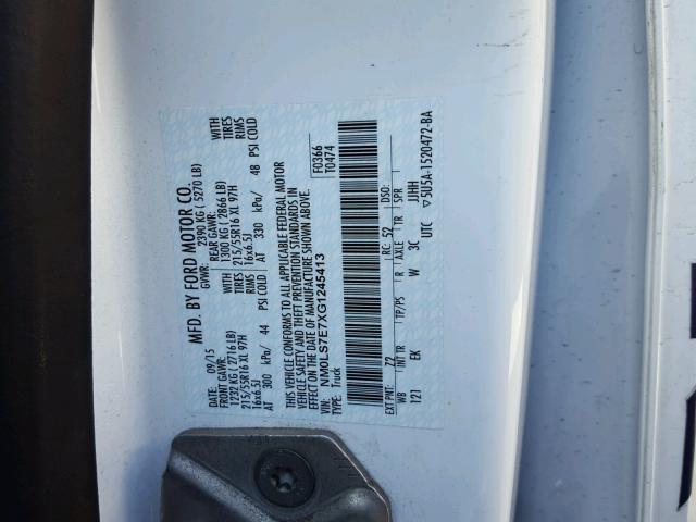 NM0LS7E7XG1245413 - 2016 FORD TRANSIT CO WHITE photo 10