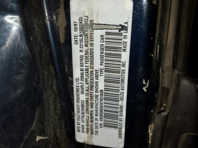 4S3BG6853W6650745 - 1998 SUBARU LEGACY 30T BLUE photo 10