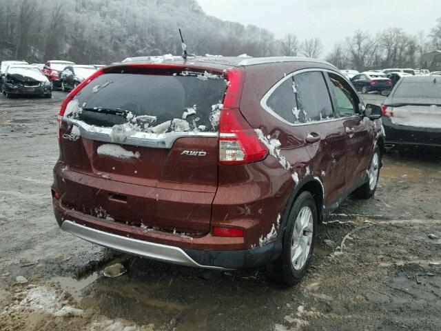 2HKRM4H71FH616452 - 2015 HONDA CR-V EXL BURGUNDY photo 4