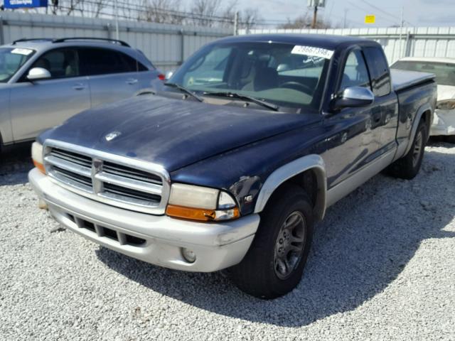 1D7GL42K54S612299 - 2004 DODGE DAKOTA SLT BLUE photo 2