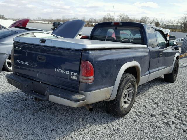 1D7GL42K54S612299 - 2004 DODGE DAKOTA SLT BLUE photo 4