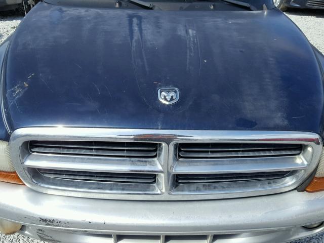 1D7GL42K54S612299 - 2004 DODGE DAKOTA SLT BLUE photo 7