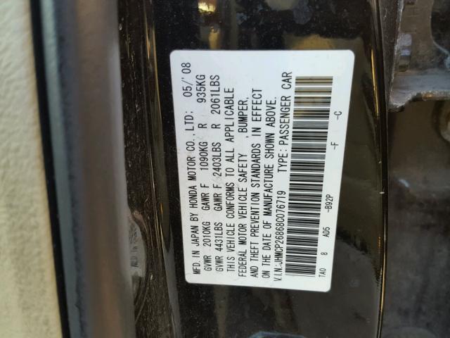 JHMCP26868C076719 - 2008 HONDA ACCORD EXL BLACK photo 10