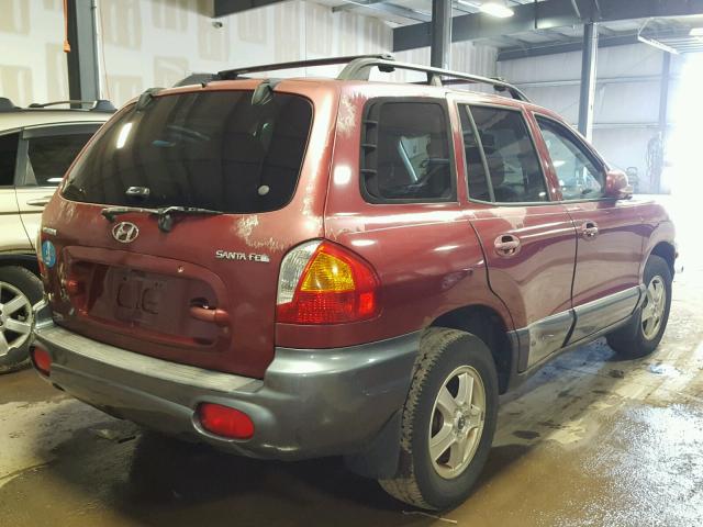 KM8SB12B02U282381 - 2002 HYUNDAI SANTA FE G RED photo 4