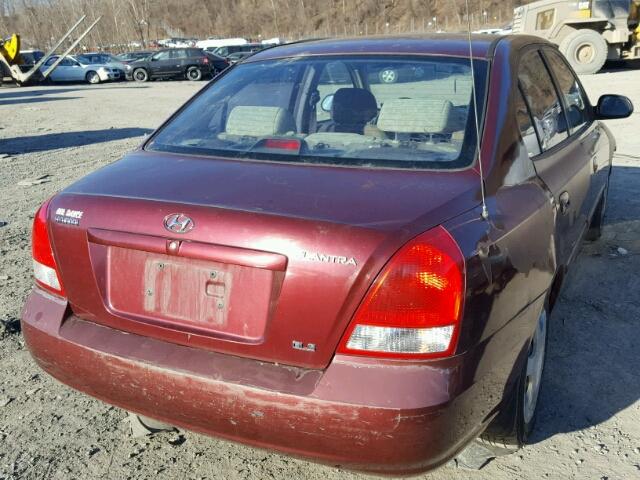 KMHDN45DX1U129701 - 2001 HYUNDAI ELANTRA GL RED photo 4