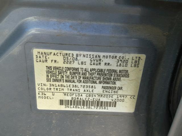 3N1AB61E38L723581 - 2008 NISSAN SENTRA 2.0 GRAY photo 10