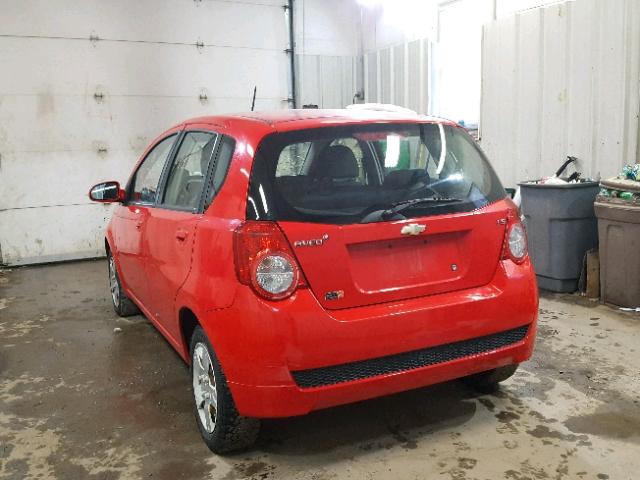 KL1TD66E49B615036 - 2009 CHEVROLET AVEO LS RED photo 3