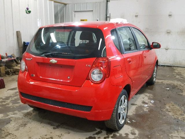 KL1TD66E49B615036 - 2009 CHEVROLET AVEO LS RED photo 4