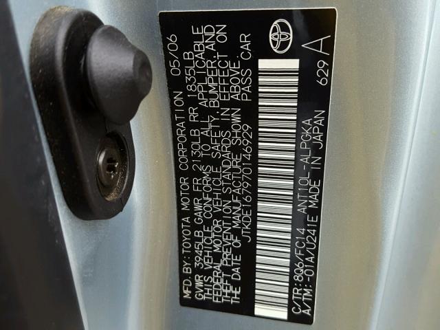 JTKDE167970146929 - 2007 TOYOTA SCION TC 蓝色 照片 10