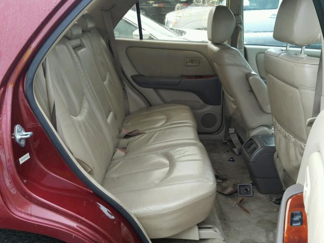 JT6HF10U5X0083310 - 1999 LEXUS RX 300 RED photo 6