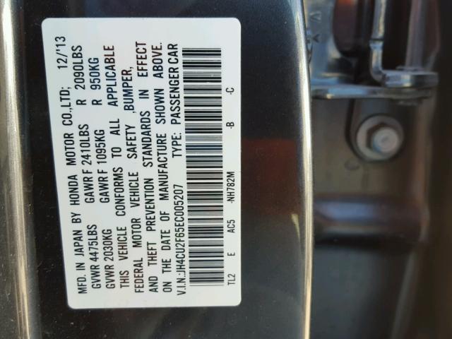 JH4CU2F65EC005207 - 2014 ACURA TSX TECH GRAY photo 10