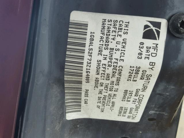 1G8AL52F73Z164009 - 2003 SATURN ION LEVEL 栗色 照片 10