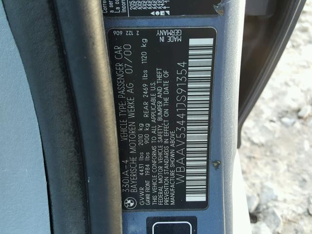 WBAAV53441JS91354 - 2001 BMW 330 I GRAY photo 10