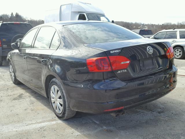 3VW2K7AJXBM365415 - 2011 VOLKSWAGEN JETTA BASE BLACK photo 3