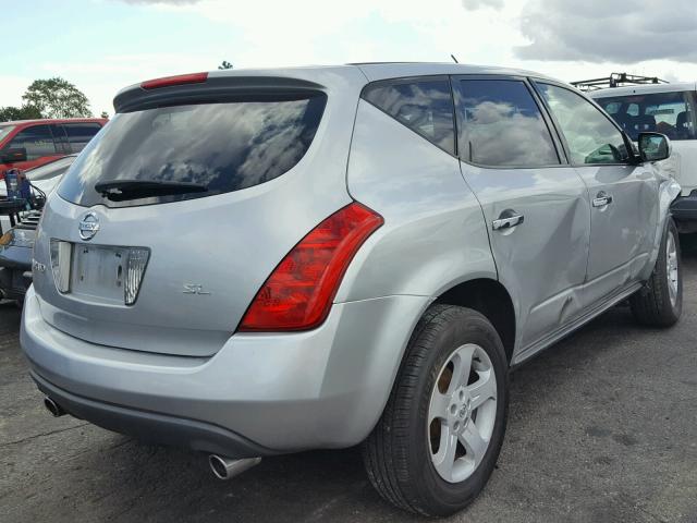 JN8AZ08T75W310535 - 2005 NISSAN MURANO SL SILVER photo 4