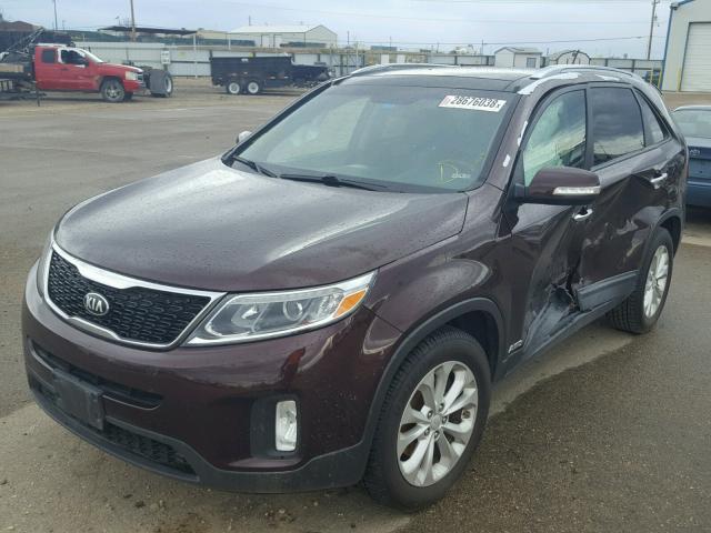 5XYKUDA77EG460953 - 2014 KIA SORENTO EX BURGUNDY photo 2