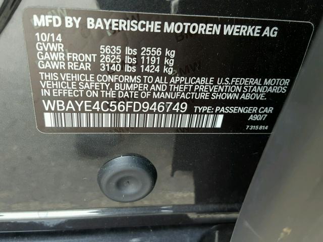 WBAYE4C56FD946749 - 2015 BMW 740 LI CHARCOAL photo 10