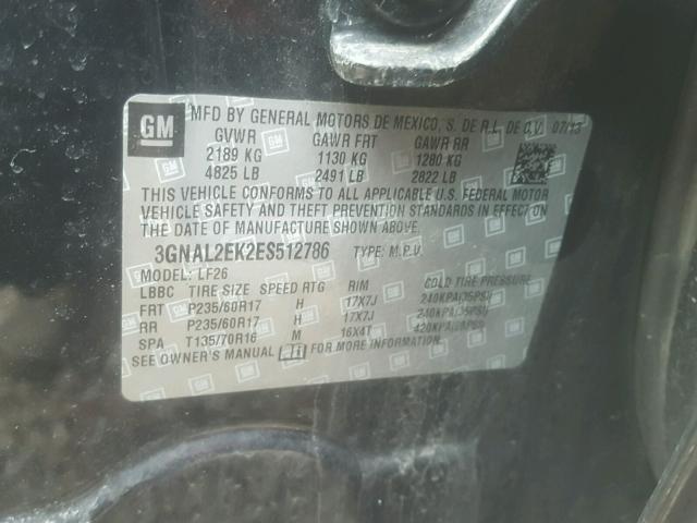 3GNAL2EK2ES512786 - 2014 CHEVROLET CAPTIVA LS 黑色 照片 10