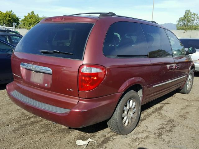 2C4GP54L71R200621 - 2001 CHRYSLER TOWN & COU BURGUNDY photo 4