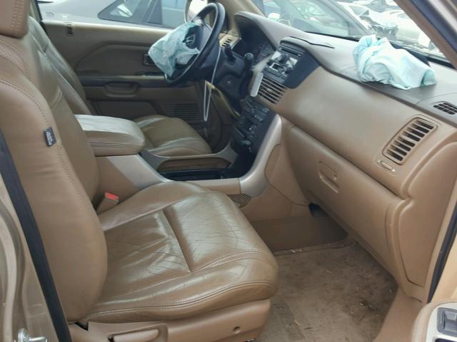 2HKYF18564H561321 - 2004 HONDA PILOT EXL TAN photo 5